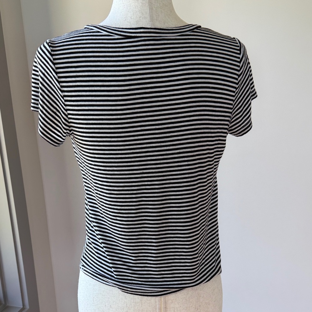 Renvy Black and White Striped Short Sleeve Tee - Picture 4 of 4